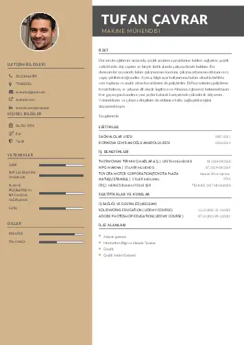 Makine Mühendisi Cv Örnekleri cv indir